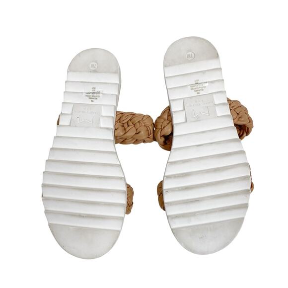 MARC FISHER Jamie Slip On Woven Leather Flat Espradrille Slide Sandals - Picture 6 of 8